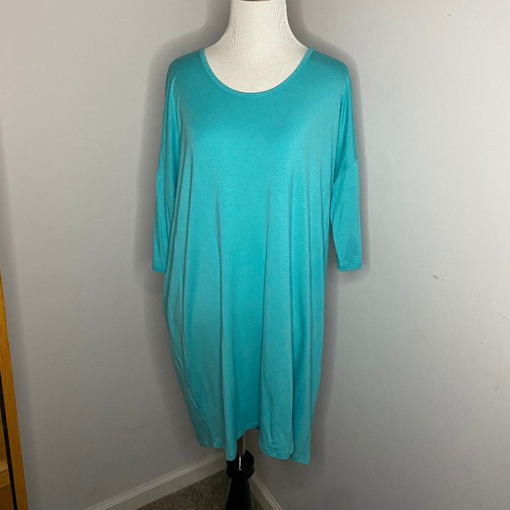 NWT Agnes & Dora Blue 3/4 Hi-Lo Sleeve Tunic-Tall